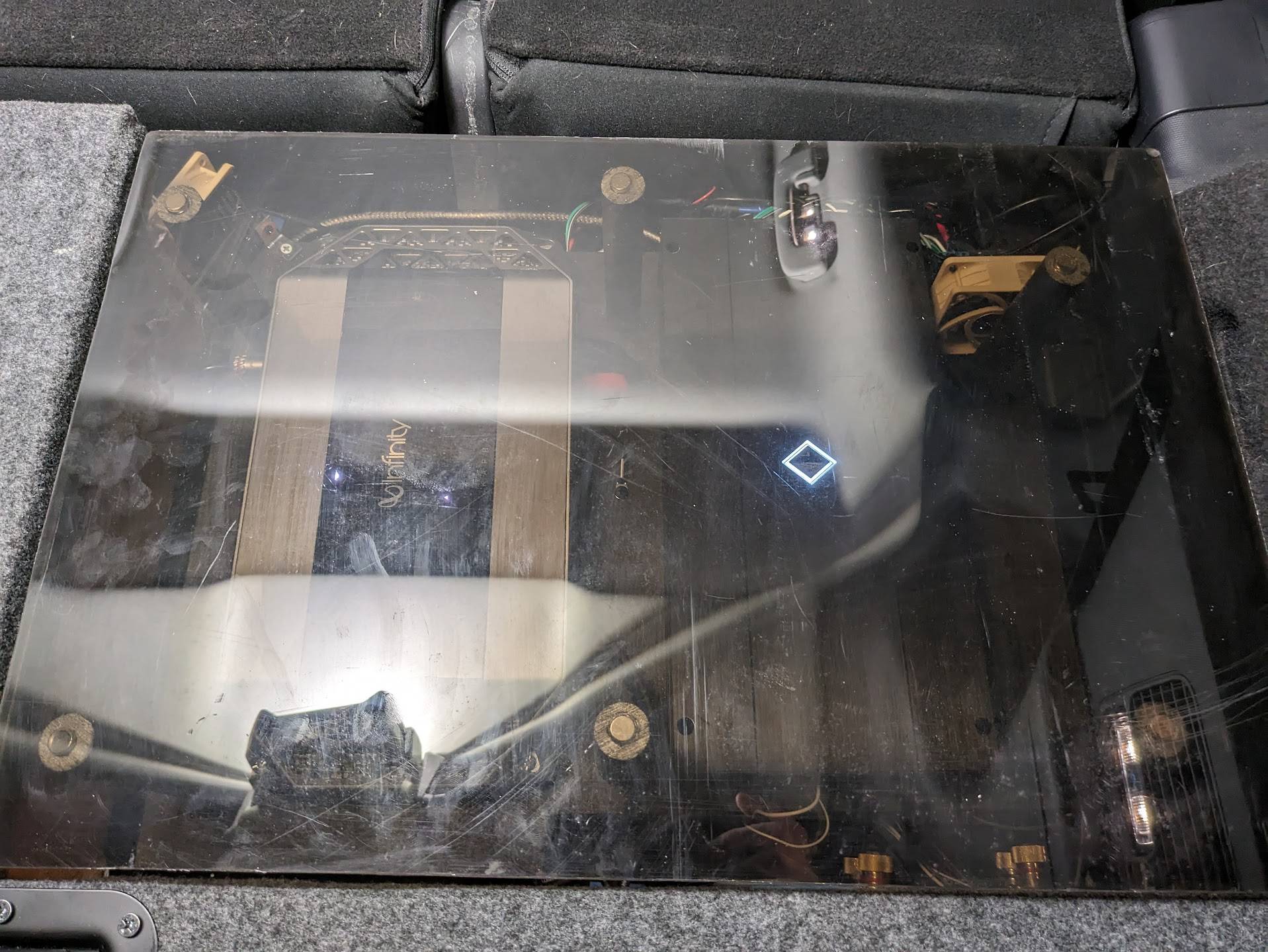 Ford Mustang Mach-E Speakers/Sub/Amps install and base/select model audio information fiberglass box under the glass