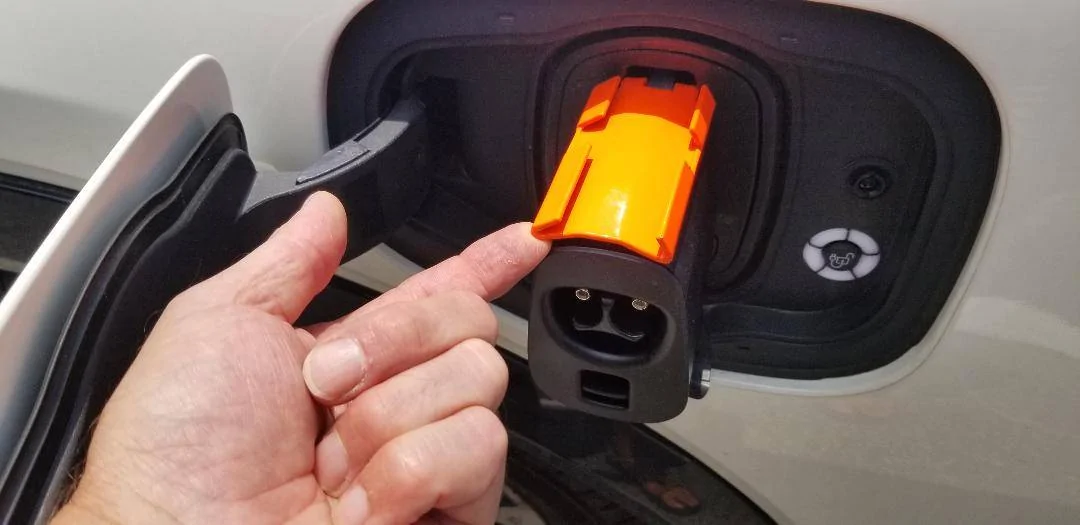 Ford Mustang Mach-E TESLA Adapter + DIY locking plate to keep it secure while plugged in. Tesla adapter and lock plate - in position