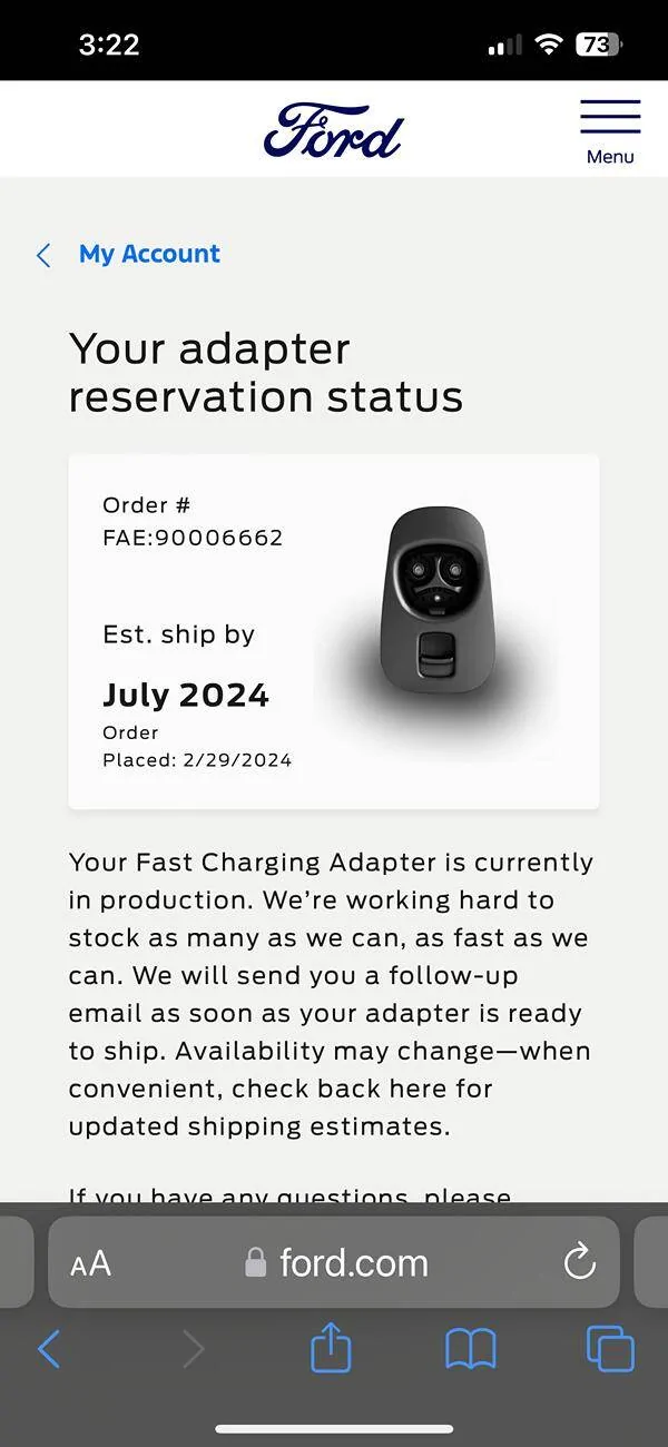 Ford Mustang Mach-E Second batch of NACS adapters are shipping out IMG_4132