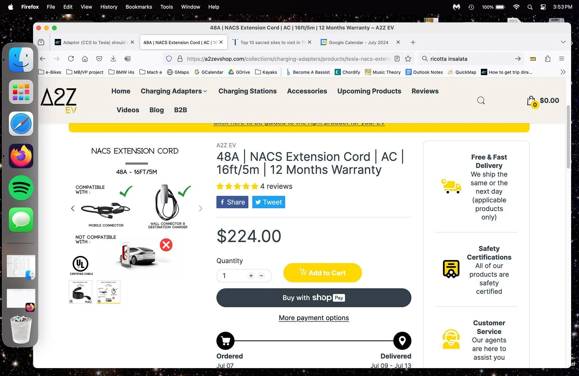 Ford Mustang Mach-E Adaptor (CCS to Tesla) should come with wire extender Screenshot 2024-07-07 at 3.53.36 PM