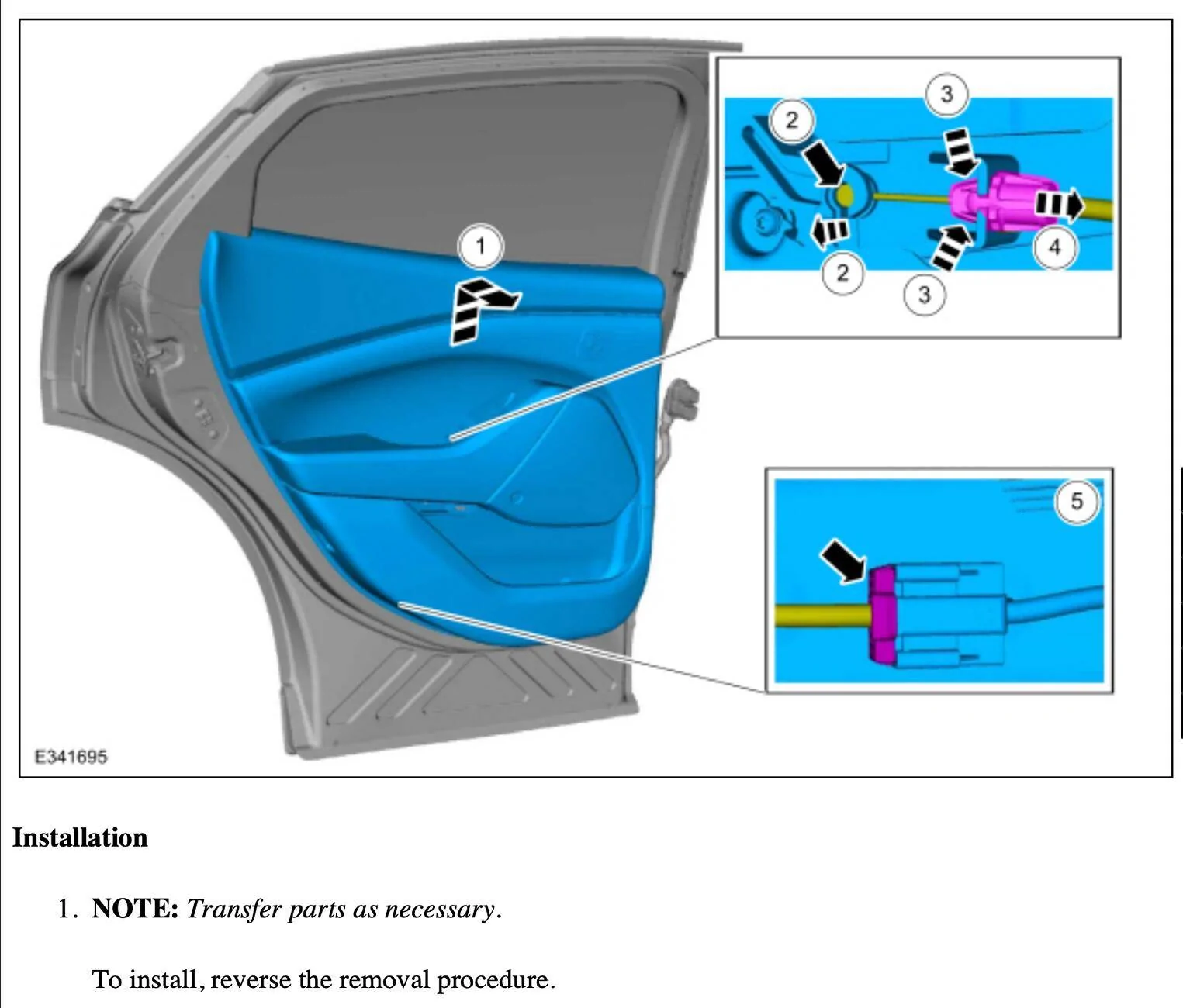Ford Mustang Mach-E Rear door (inside panel) disassembly instructions? Screenshot 2024-07-08 at 4.02.47 PM