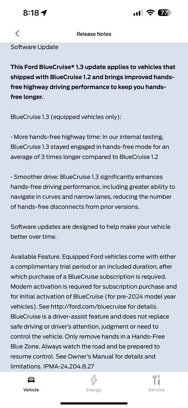 Ford Mustang Mach-E Bluecruise Version Poll (List per Fords table) V2 IMG_1137
