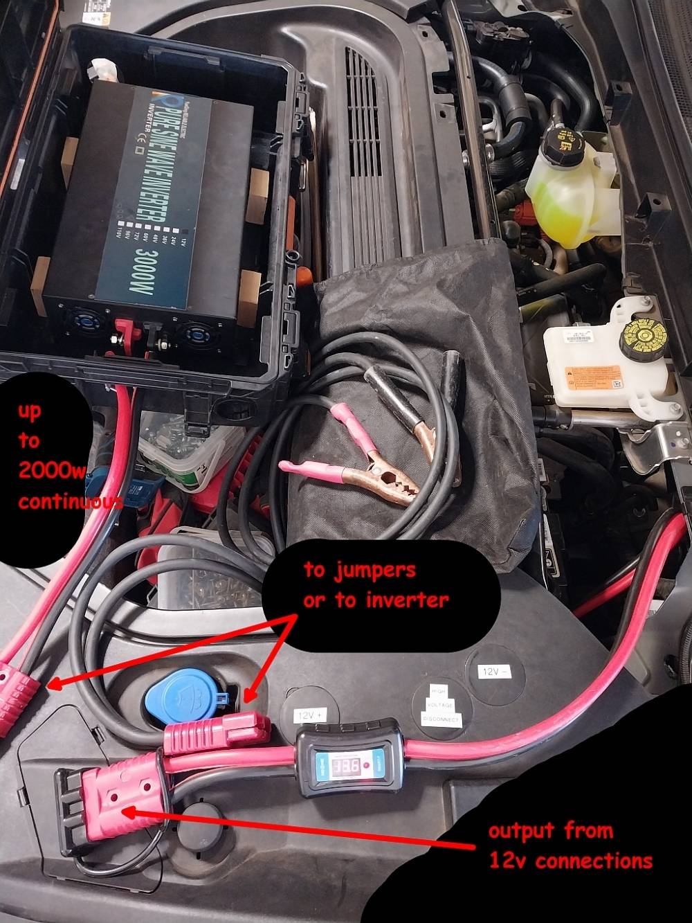 Ford Mustang Mach-E HowTo: make and install heavy duty 12v cables for import/export power 24 output to jumpers or Inverter