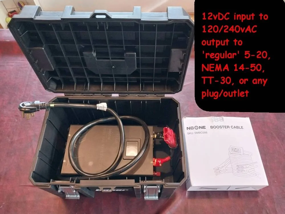 Ford Mustang Mach-E HowTo: make and install heavy duty 12v cables for import/export power 99 12vDC-240vAC inverter w cables