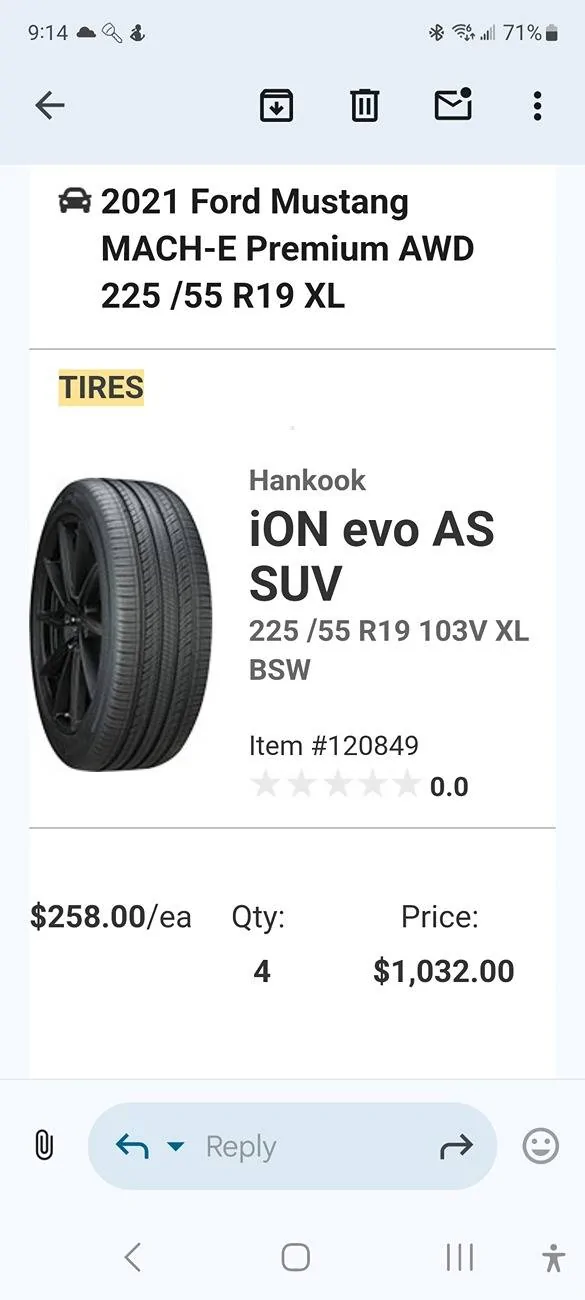 Ford Mustang Mach-E Hankook iON evo AS tire is impressive (a before and after test by owner) Screenshot_20240724_091409_Gmail