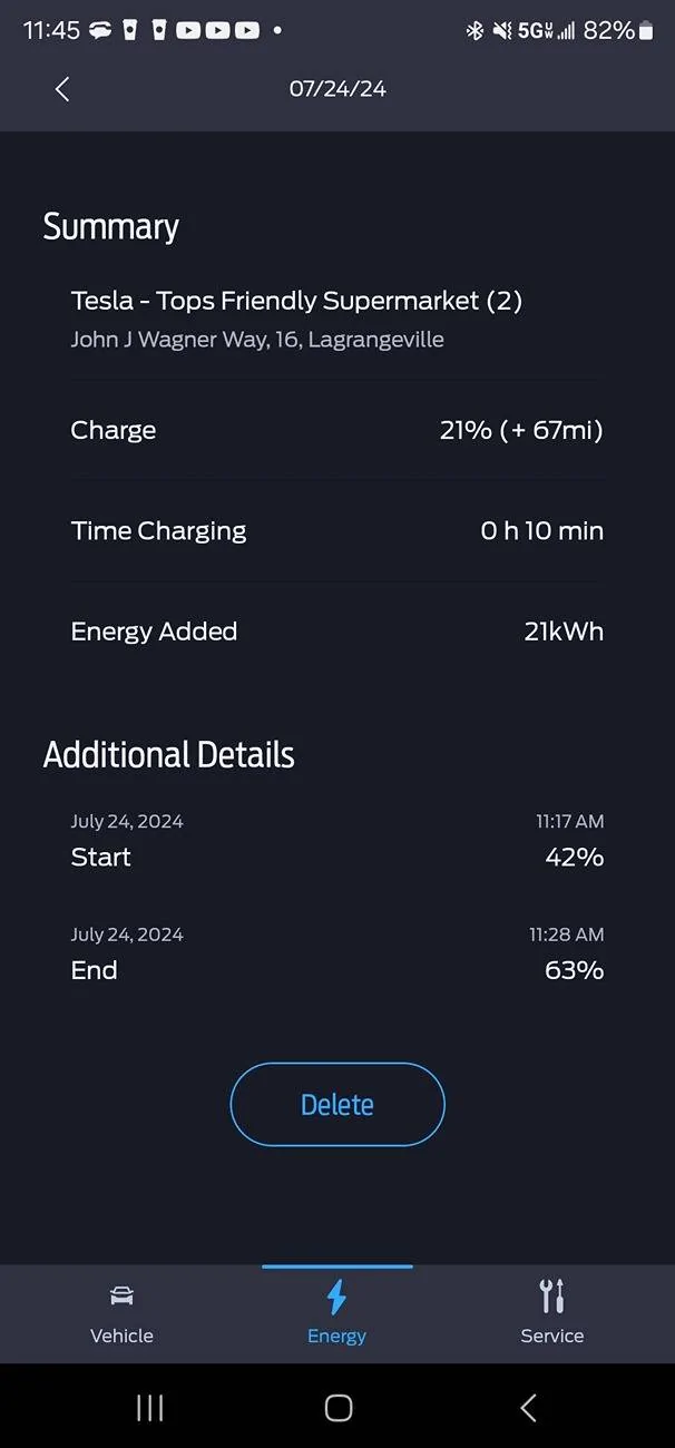 Ford Mustang Mach-E First Tesla Magic Dock Experience Screenshot_20240724_114543_FordPass