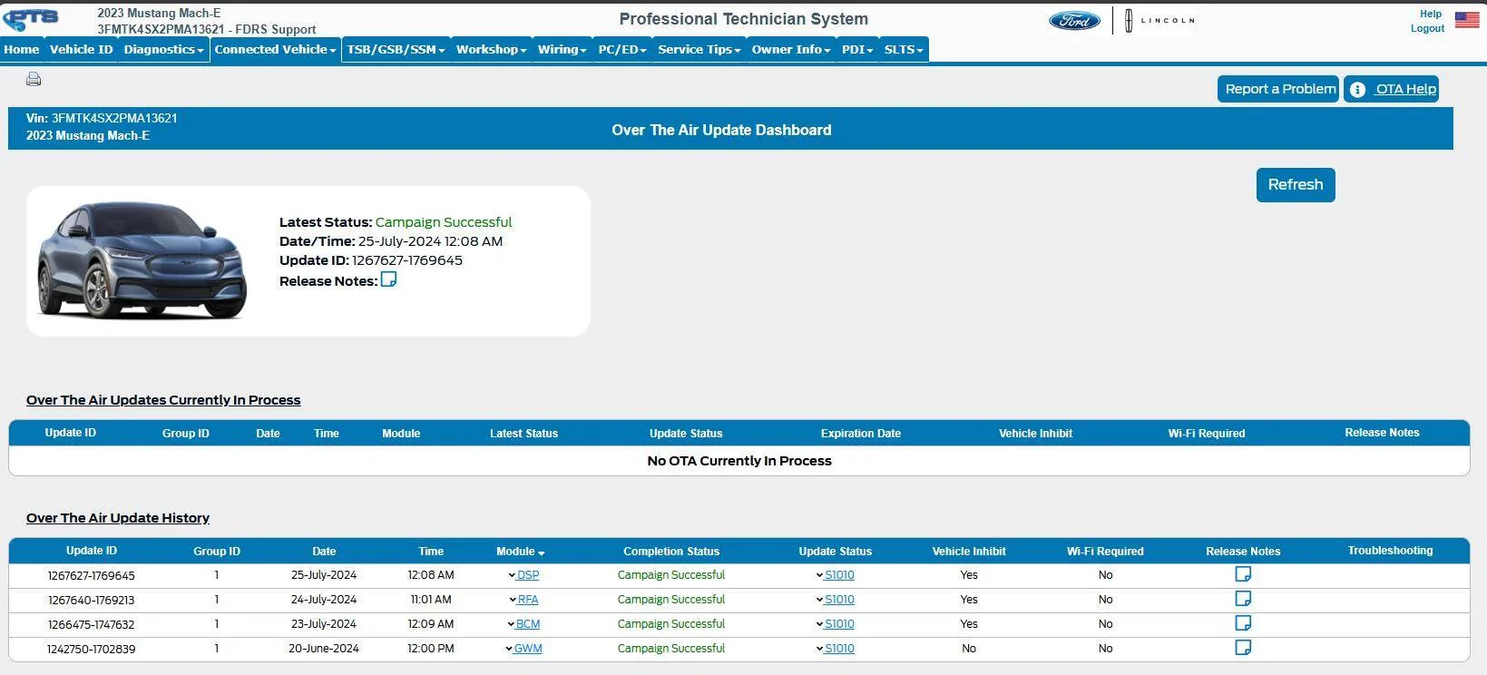 Ford Mustang Mach-E Post here if you have an active FDRS account and are willing to look up info for others 3FMTK4SX2PMA13621-25-Jul-24OTA