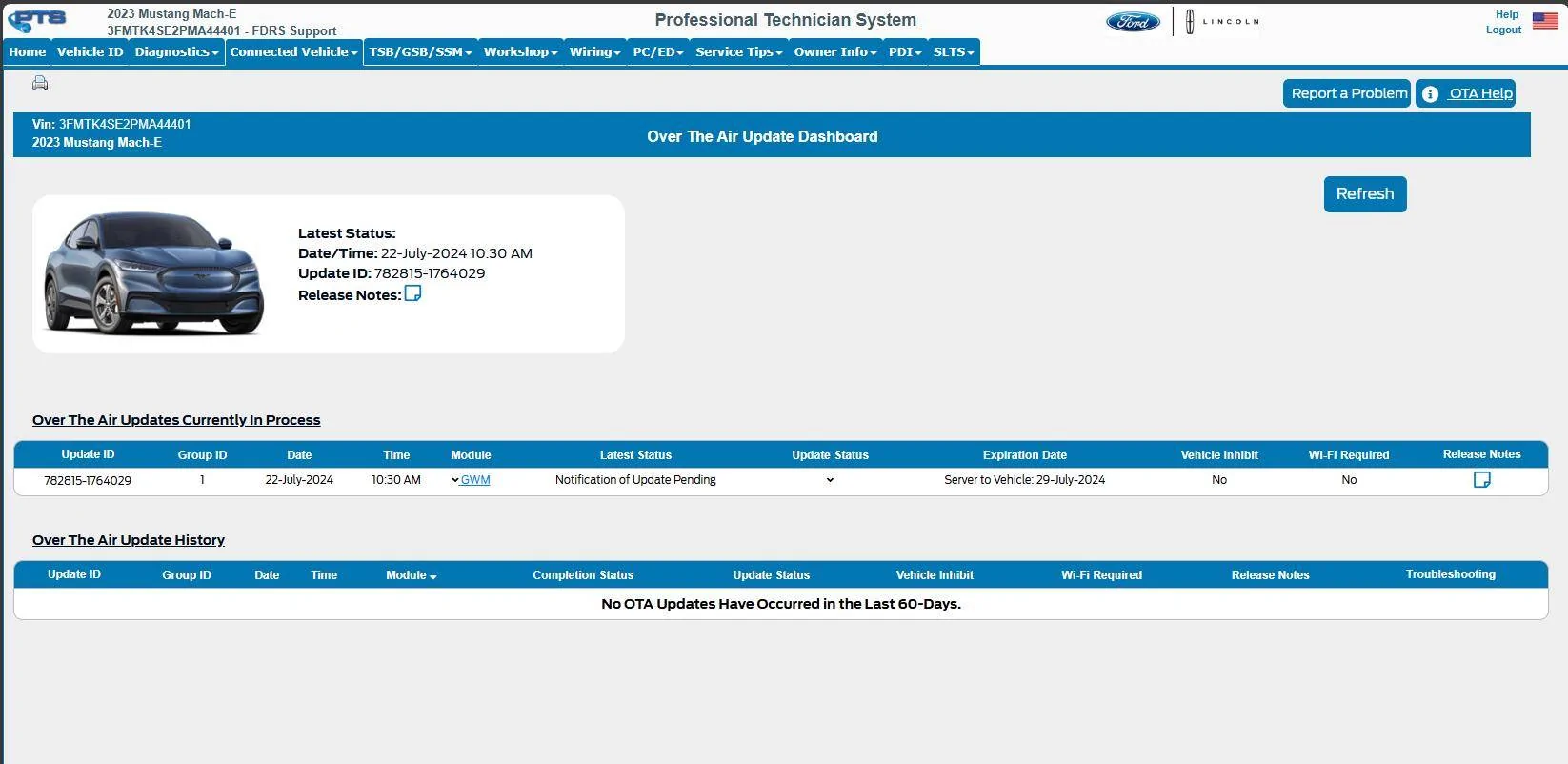 Ford Mustang Mach-E Post here if you have an active FDRS account and are willing to look up info for others 3FMTK4SE2PMA44401-27-Jul-24OTA