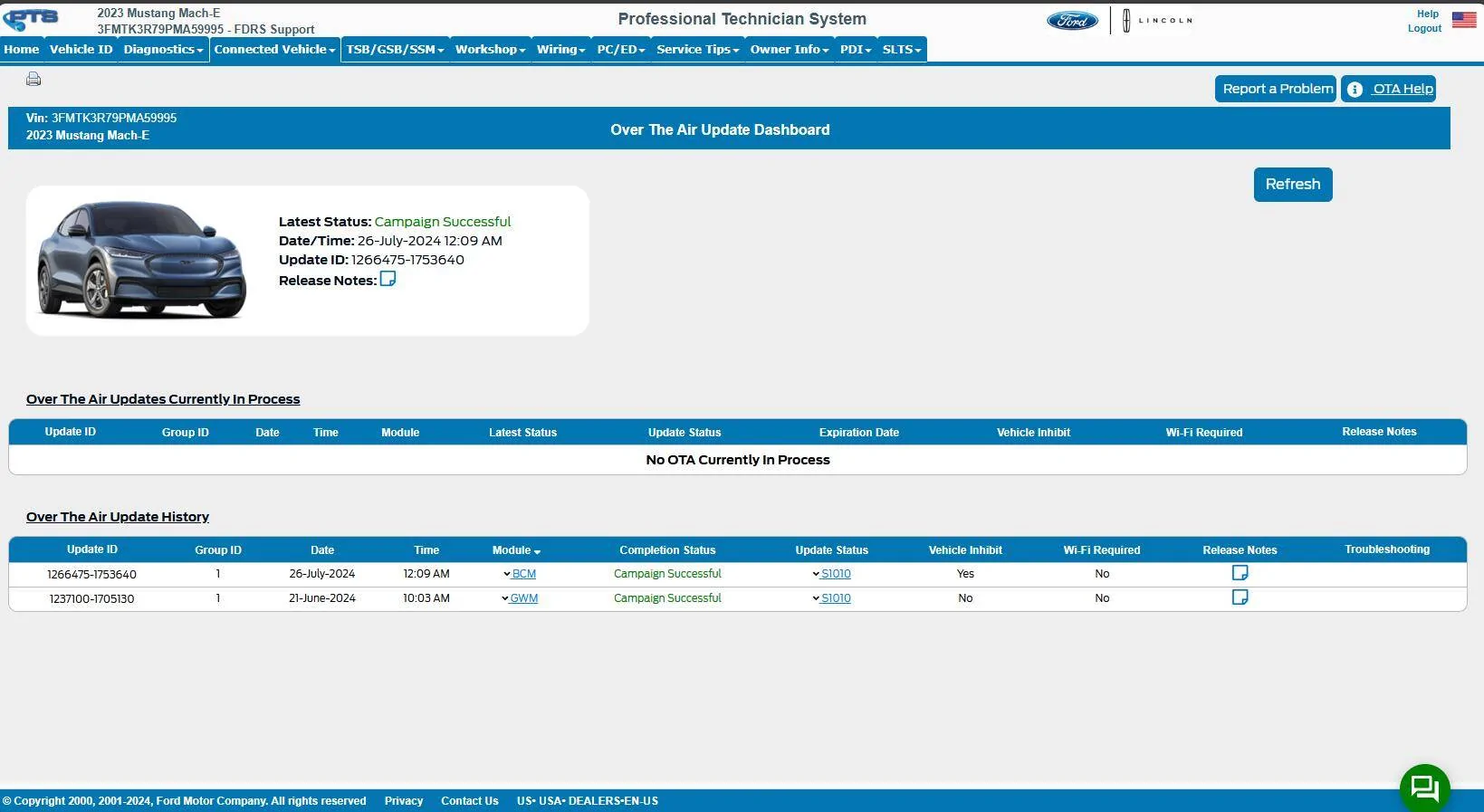 Ford Mustang Mach-E Post here if you have an active FDRS account and are willing to look up info for others 3FMTK3R79PMA59995-29-Jul-24OTA