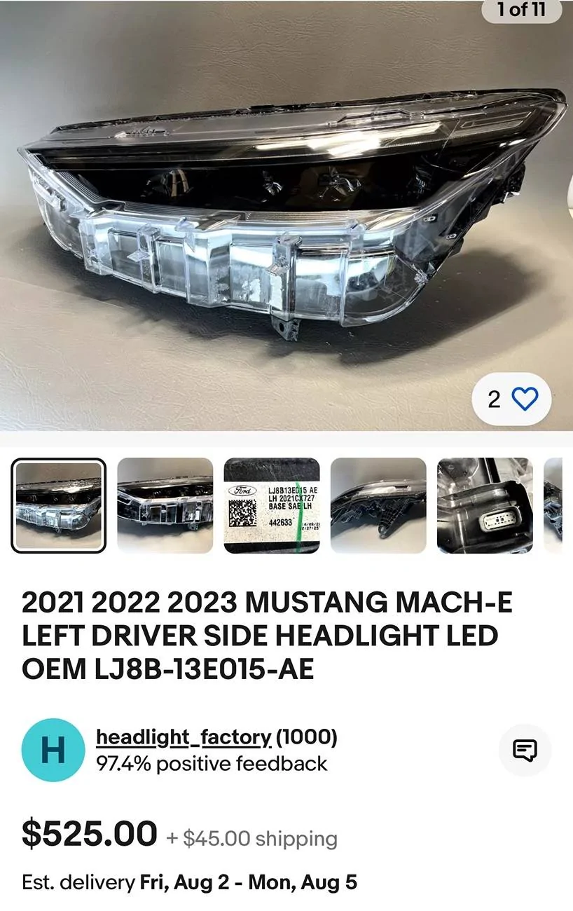 Ford Mustang Mach-E Cant find front headlight part number IMG_8564