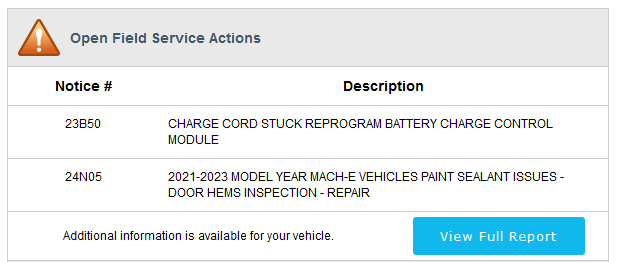 Ford Mustang Mach-E What are these "Open Field Service Actions?" 1722530665937-yo