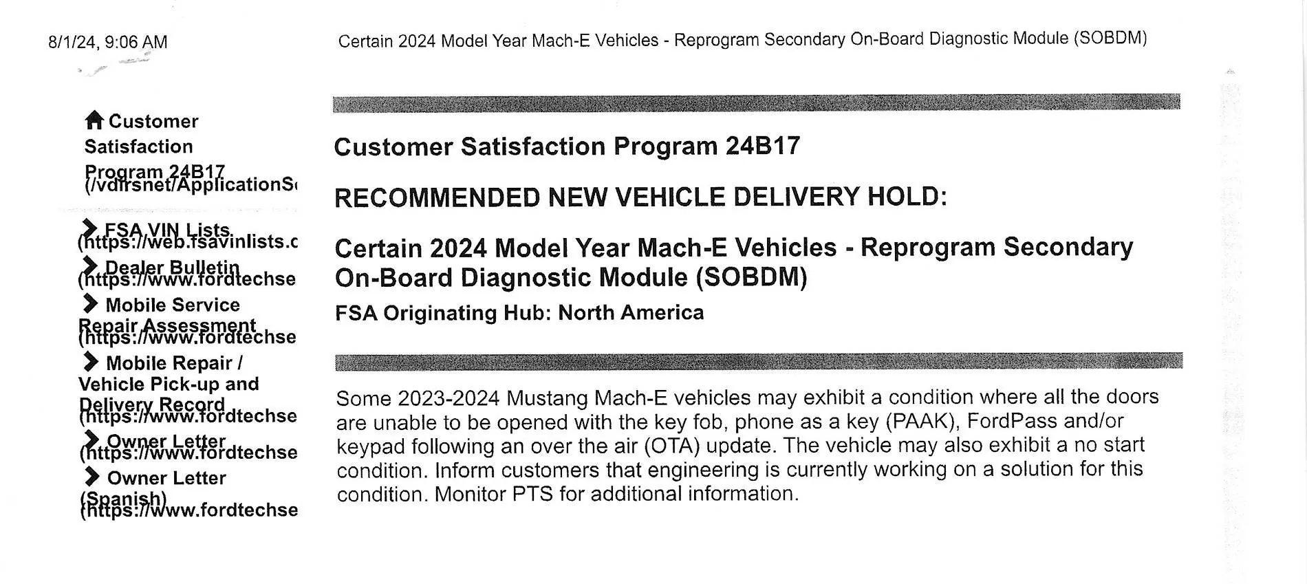 Ford Mustang Mach-E CSP 24B17 - 2024 Mach-E Reprogram Secondary On-Board Diagnostic Module (SOBDM) FordSuspendingDeliveryMachE_2024-08-01