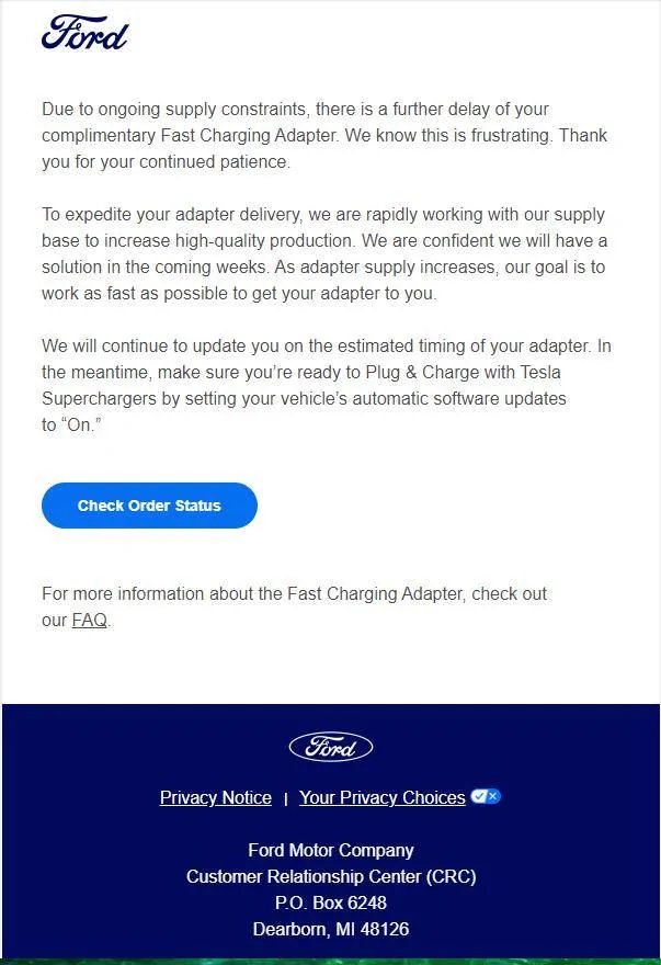 Ford Mustang Mach-E Wow! An NACS adapter update from Ford! Screenshot 2024-08-02 082137
