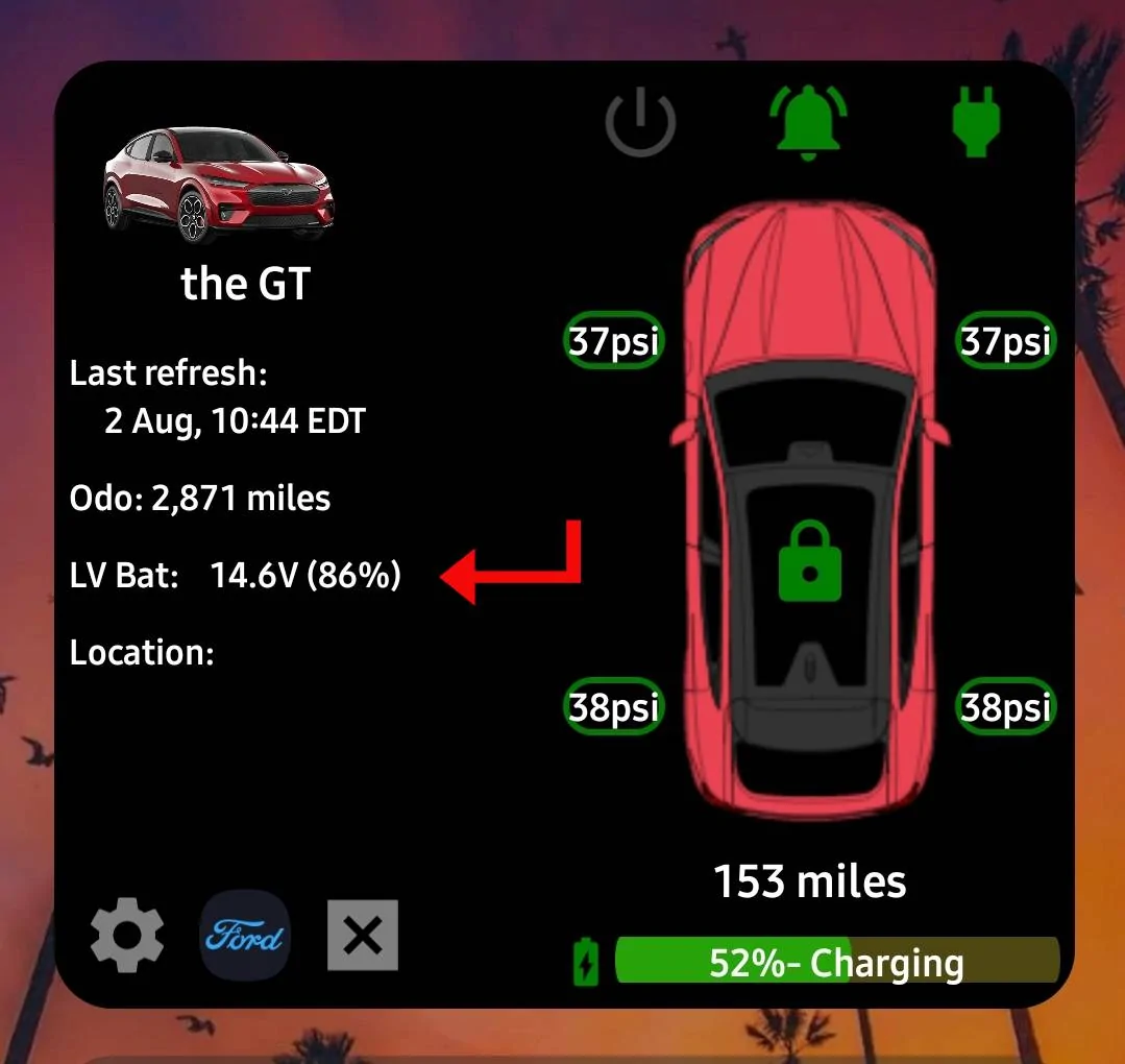 Ford Mustang Mach-E Account showing hvb battery % instead of 12v Screenshot_20240802_123812_One UI Home copy