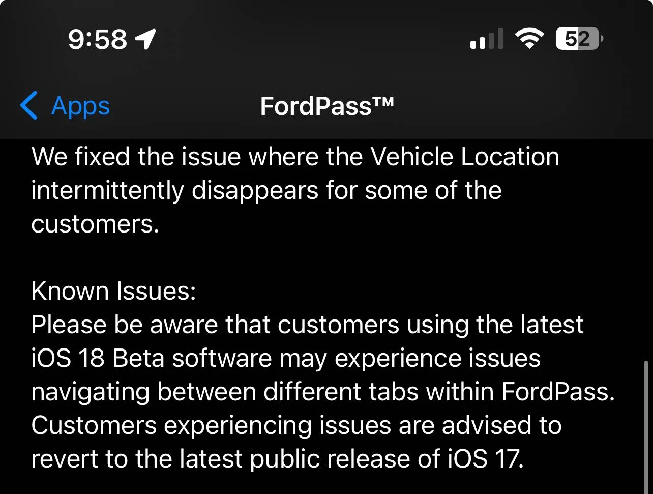 Ford Mustang Mach-E iOS 18 beta 5 and FordPass IMG_3704