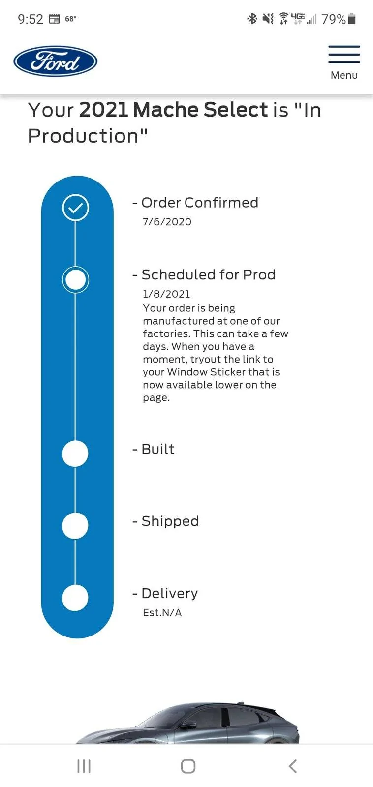 Ford Mustang Mach-E Delayed delivery date now moved up (sooner) Screenshot_20210120-095225_Chrom