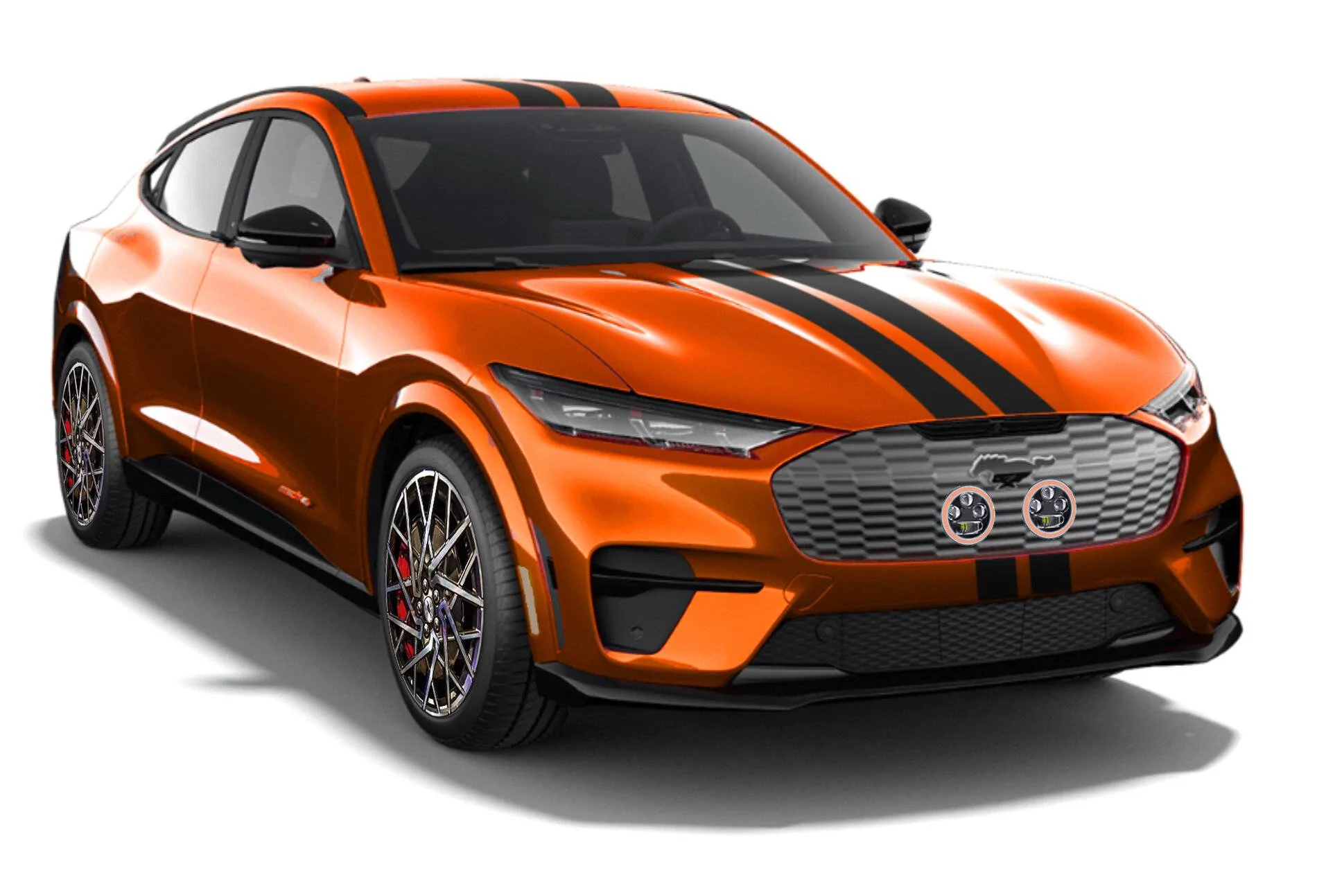 Ford Mustang Mach-E How will you mod your Mach-E? OrangeMachEWheelsBlackStripes