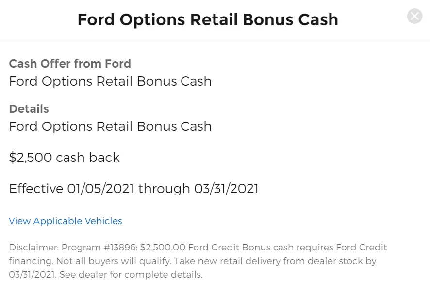 Ford Mustang Mach-E Current financing rebates and incentives? 1611888949328