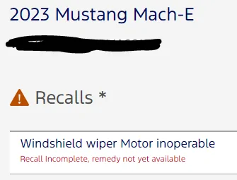 Ford Mustang Mach-E Recall: Windshield Wiper Motor May Fail (Notice Date: 8/9/24) Wiper motor Recall