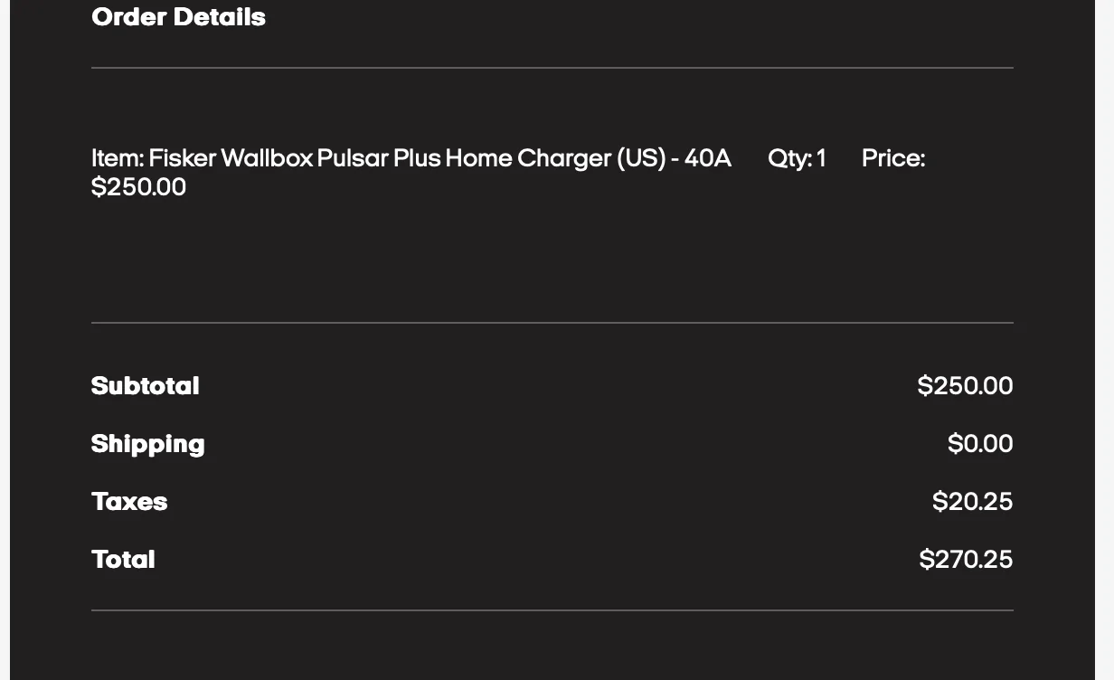 Ford Mustang Mach-E PSA - Fisker is liquidating Wallbox chargers Screenshot 2024-08-28 at 9.21.13 AM