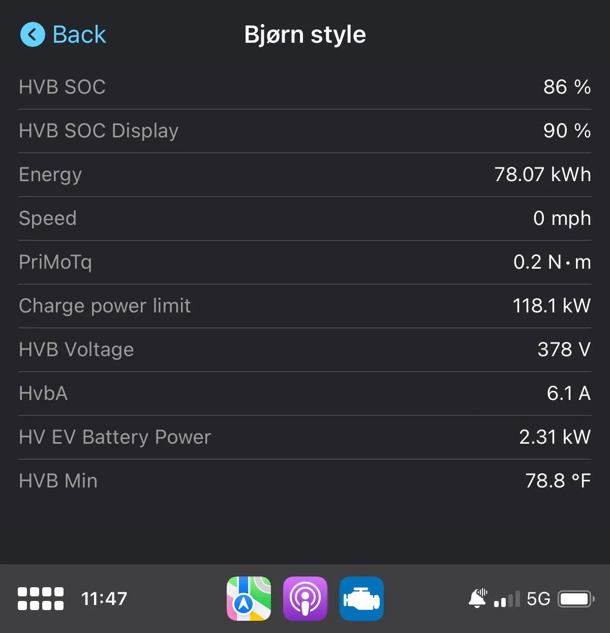 Ford Mustang Mach-E Car Scanner now showing some info on Android Auto without needing work-arounds IMG_5476
