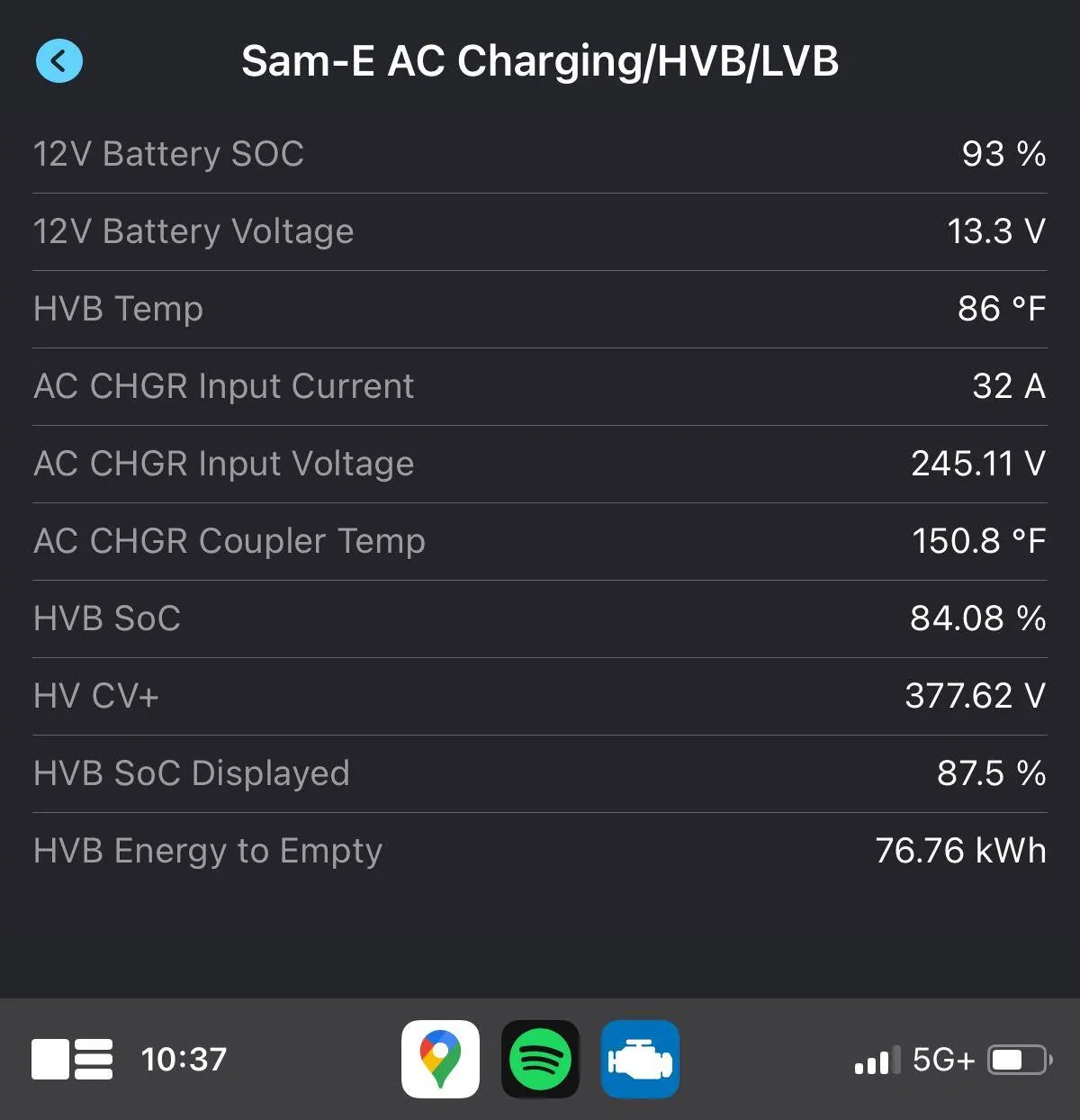 Ford Mustang Mach-E Car Scanner now showing some info on Android Auto without needing work-arounds IMG_1123