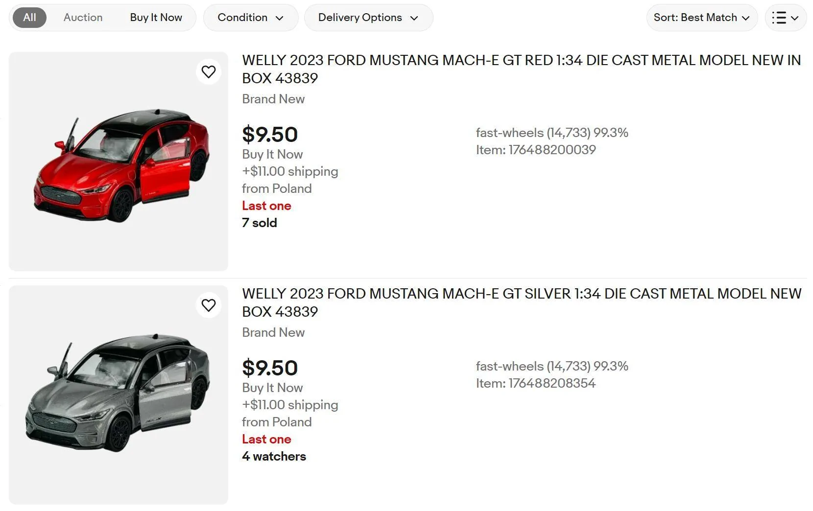 Ford Mustang Mach-E New 1:34 scale Mach-E GT from Welly Diecast ebay Screenshot 2024-09-09 171537