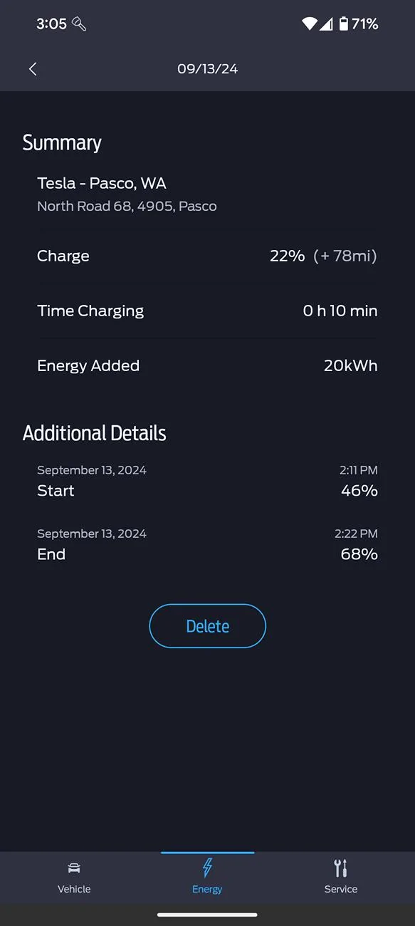 Ford Mustang Mach-E Ford App Energy Added Calculation All Messed Up Screenshot_20240913-150537