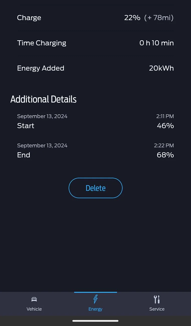 Ford Mustang Mach-E Ford App Energy Added Calculation All Messed Up Screenshot_20240913-150537
