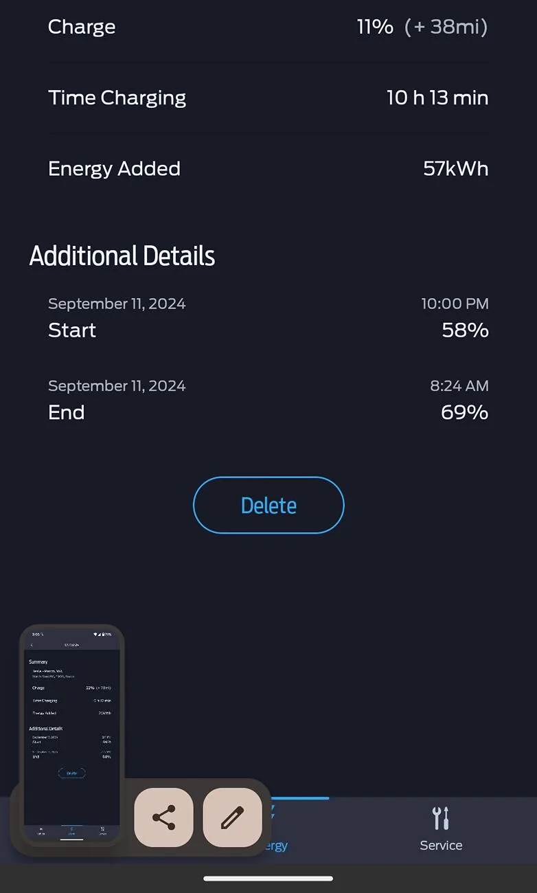 Ford Mustang Mach-E Ford App Energy Added Calculation All Messed Up Screenshot_20240913-150543
