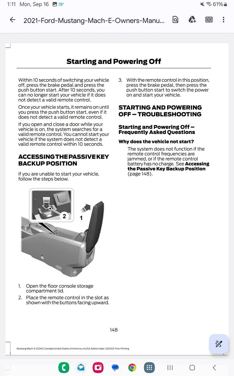 Ford Mustang Mach-E What happened to password to start? 1000004172