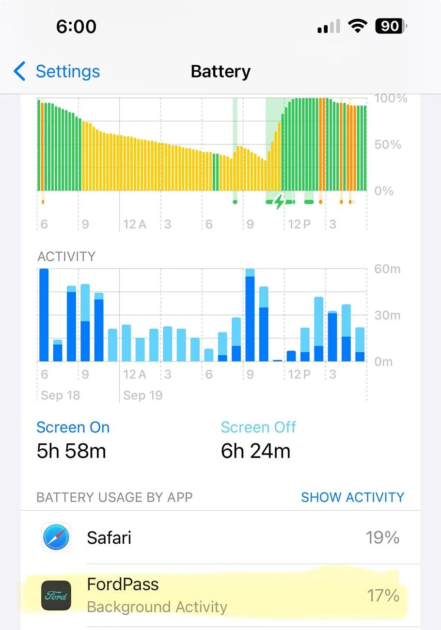 Ford Mustang Mach-E iOS18 FordPass Battery Drain IMG_3292