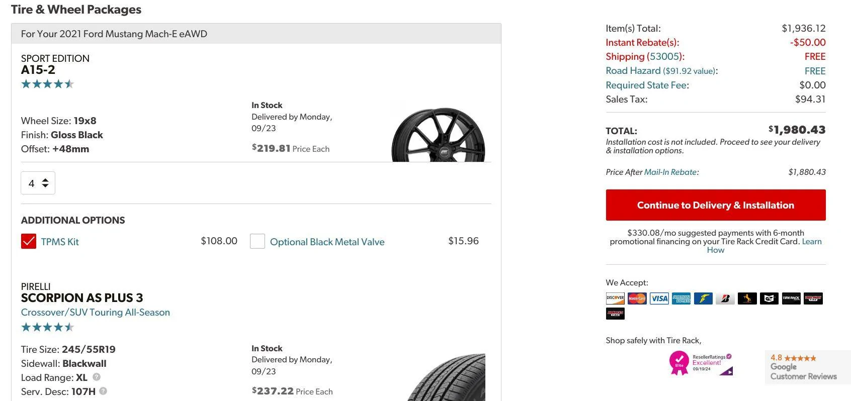 Ford Mustang Mach-E Downgrading from 20" to 19" on GTPE for ride quality improvements 1726810688441-n9