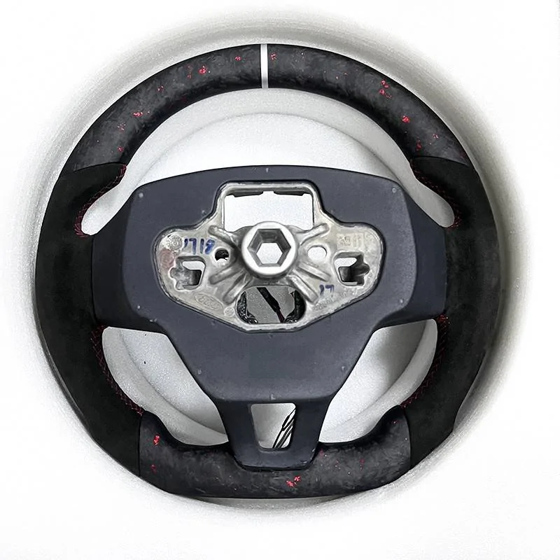 Ford Mustang Mach-E RED FLOCKED steering wheel for Mach-E, by BSKT Design thumbnail_0830_3
