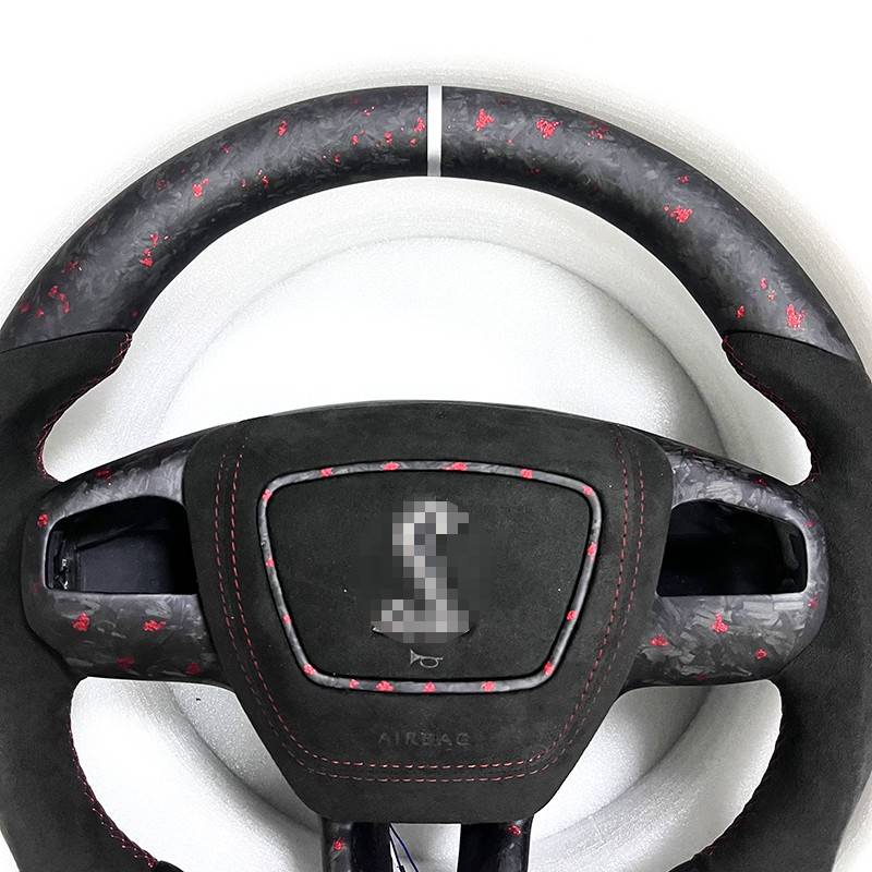 Ford Mustang Mach-E RED FLOCKED steering wheel for Mach-E, by BSKT Design thumbnail_0830_4