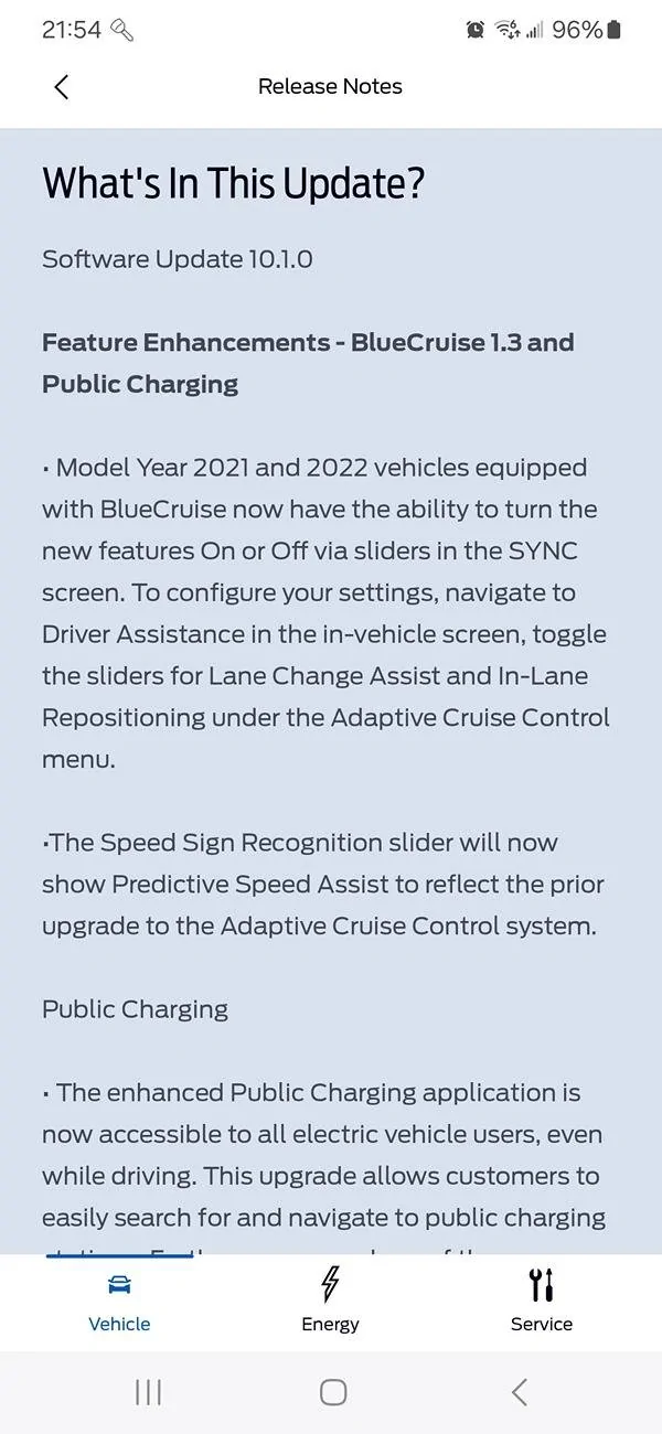 Ford Mustang Mach-E Software Update 10.1.0 - Bluecruise/Public Charging Updates 1000003483