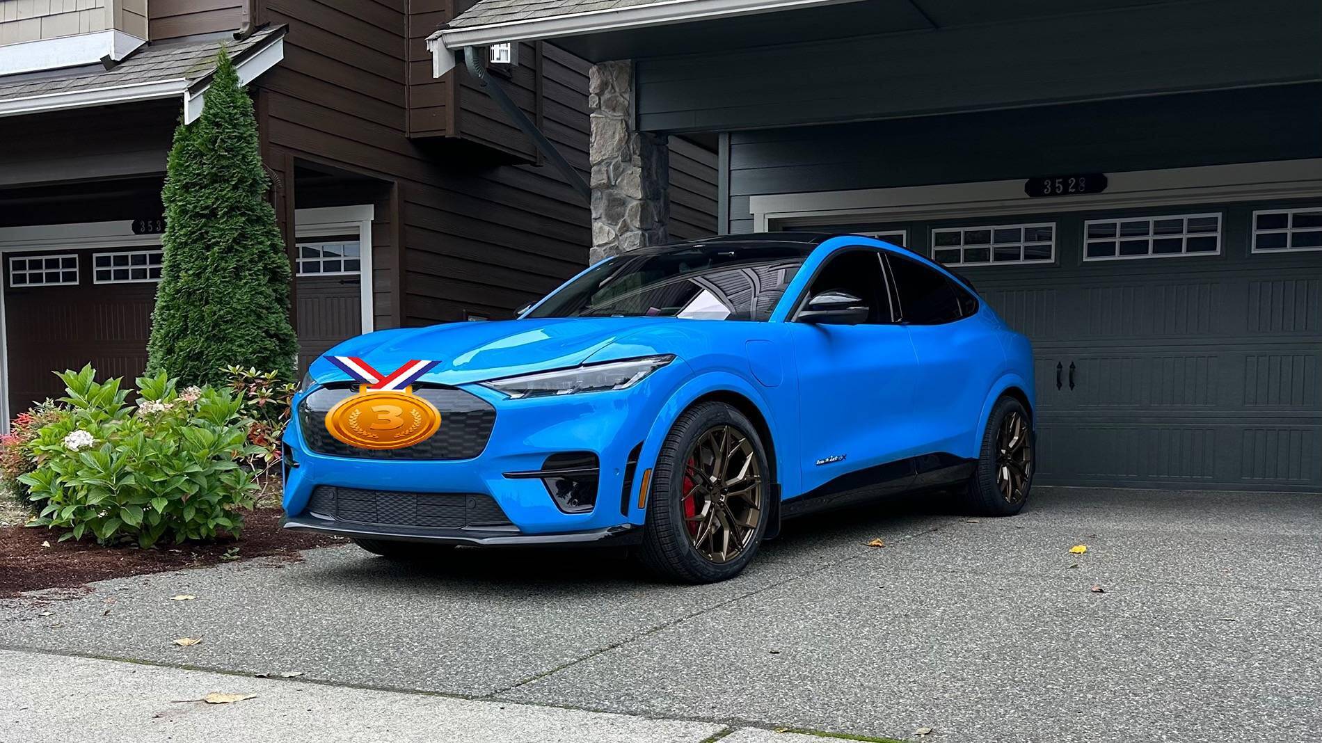 Ford Mustang Mach-E Bronze Grill on Grabber Blue Bronze