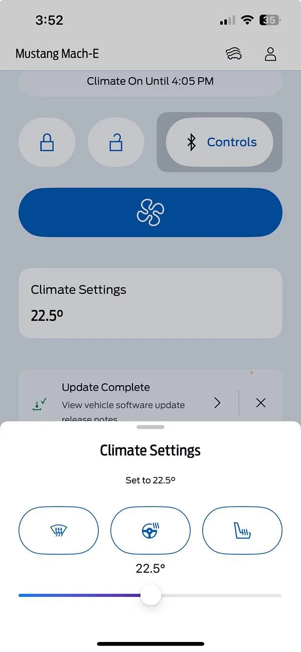 Ford Mustang Mach-E New Climate Settings in FordPass App IMG_2034