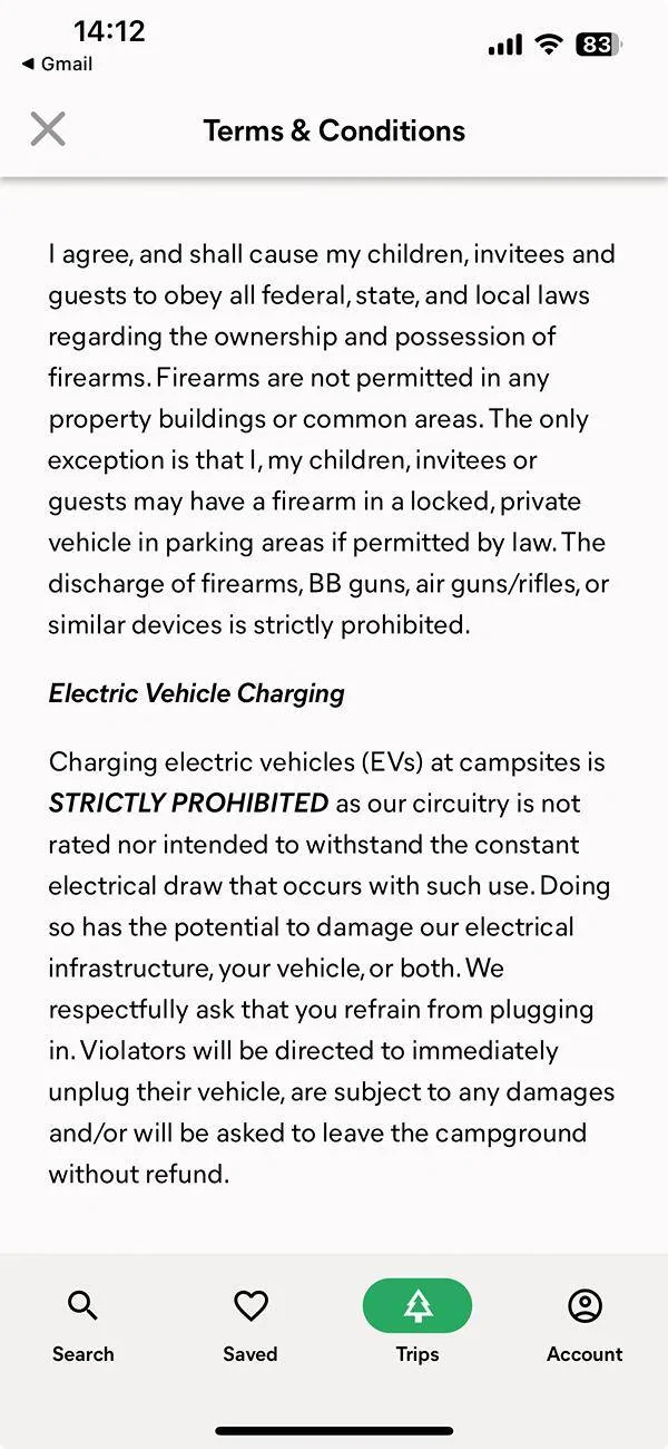 Ford Mustang Mach-E Campsite prohibits EV charging, citing potential damage to infrastructure?? 1728584654148-jh