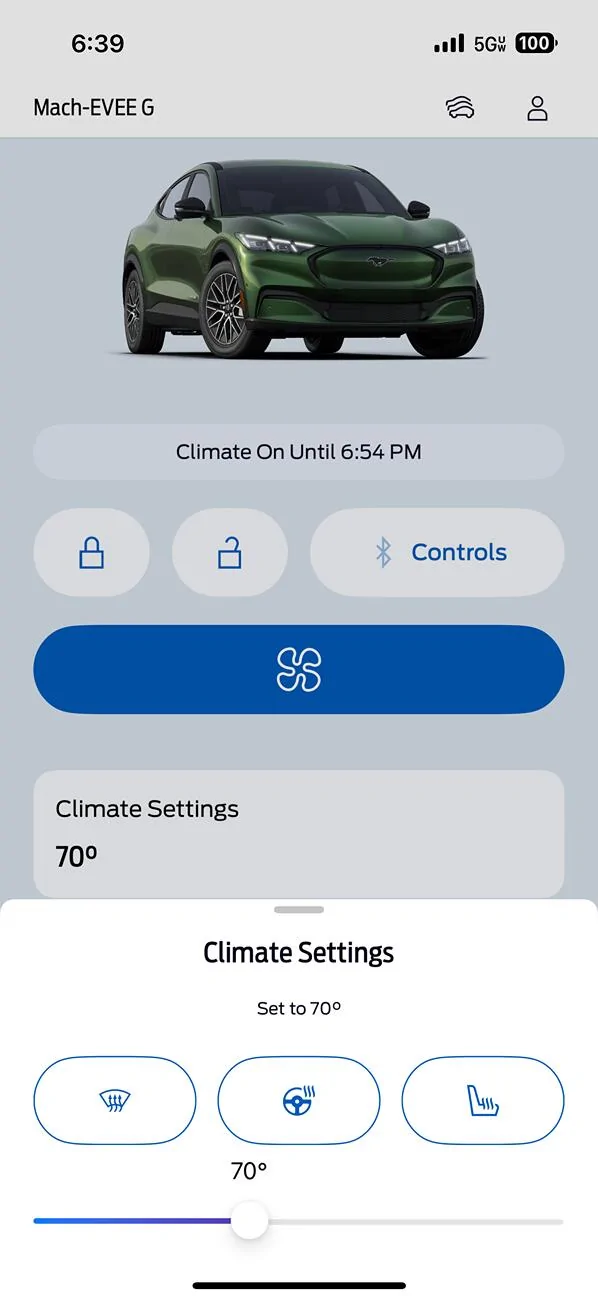 Ford Mustang Mach-E New Climate Settings in FordPass App IMG_0044