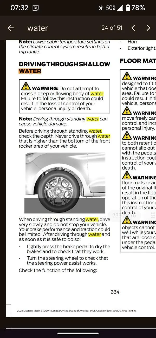 Ford Mustang Mach-E Stuck in flooded subdivision.. how high of water can Mach-E drive through? 1000011865