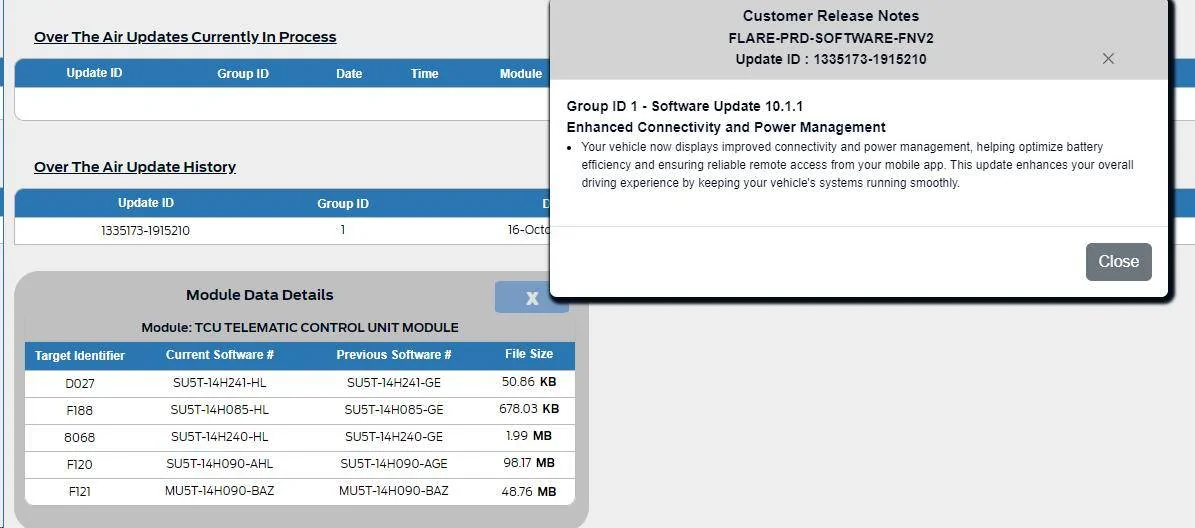 Ford Mustang Mach-E Software Update 10.1.1 pts