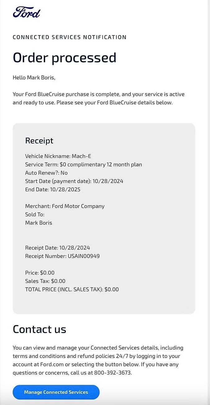 Ford Mustang Mach-E Paying for BlueCruise Screenshot 2024-10-28 at 9.29.04 PMO