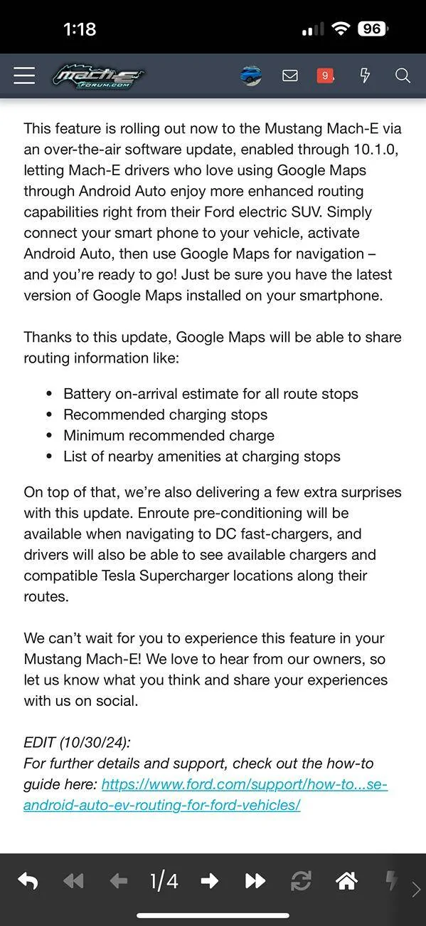 Ford Mustang Mach-E Using Google Maps to see EV charging stations IMG_3472
