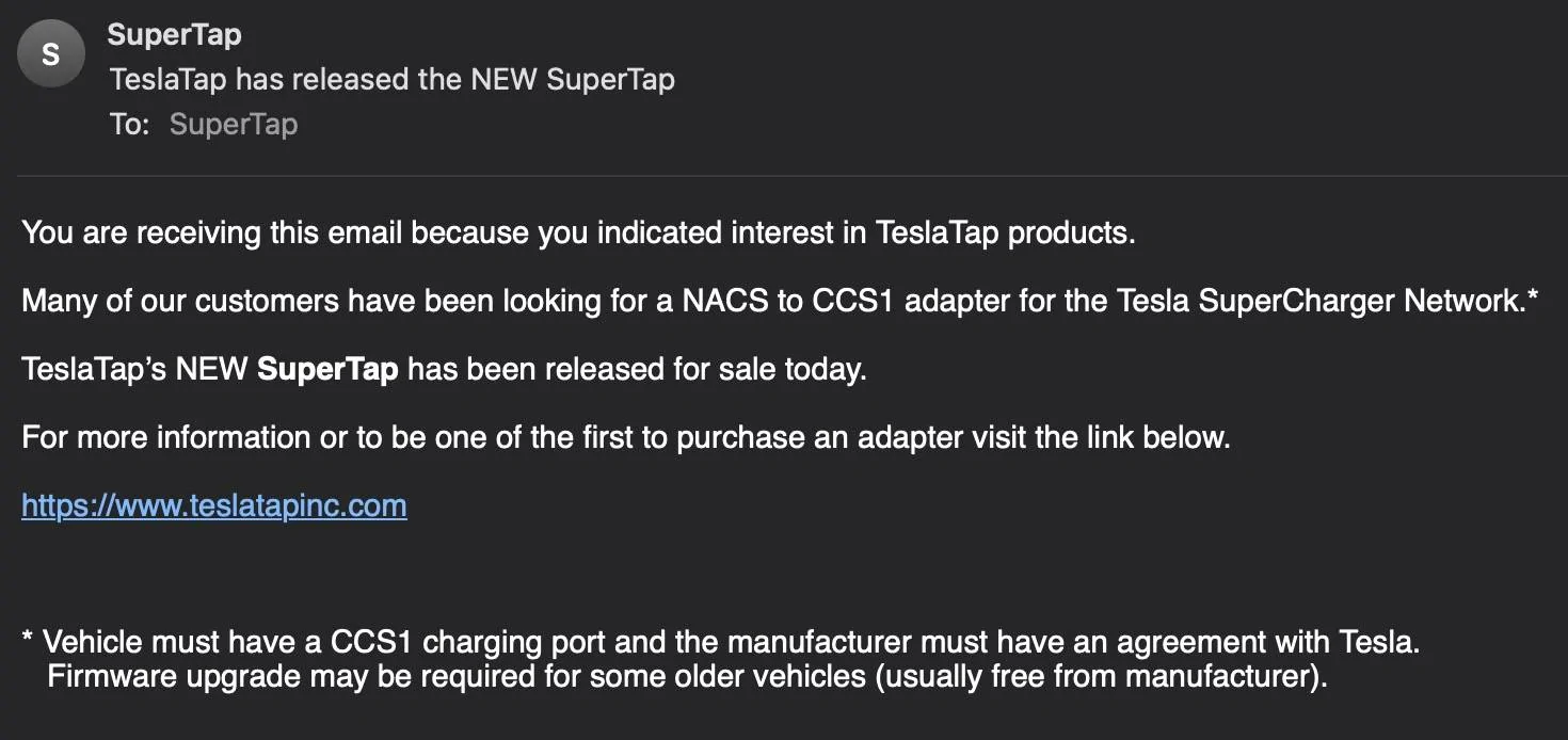 Ford Mustang Mach-E TeslaTap enters the NACS to CCS adapter business Screenshot 2024-11-08 at 5.39.11 PM