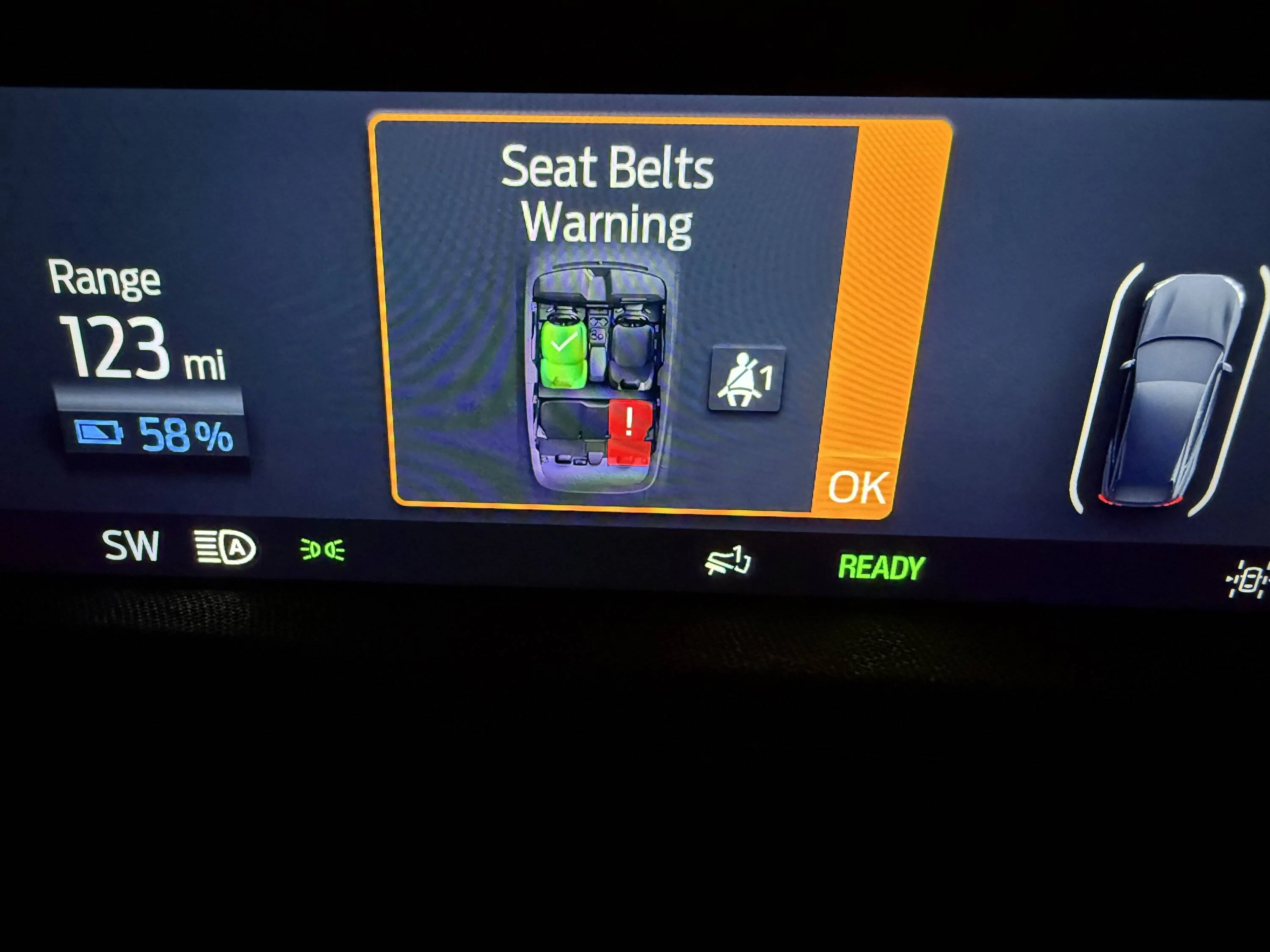 Ford Mustang Mach-E Seat Belt Status Display - What is Going On? IMG_2294