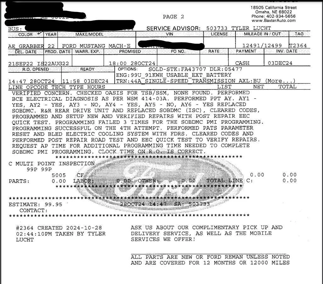 Ford Mustang Mach-E Mach E has been being serviced for over 18 months now! Mustang Repair