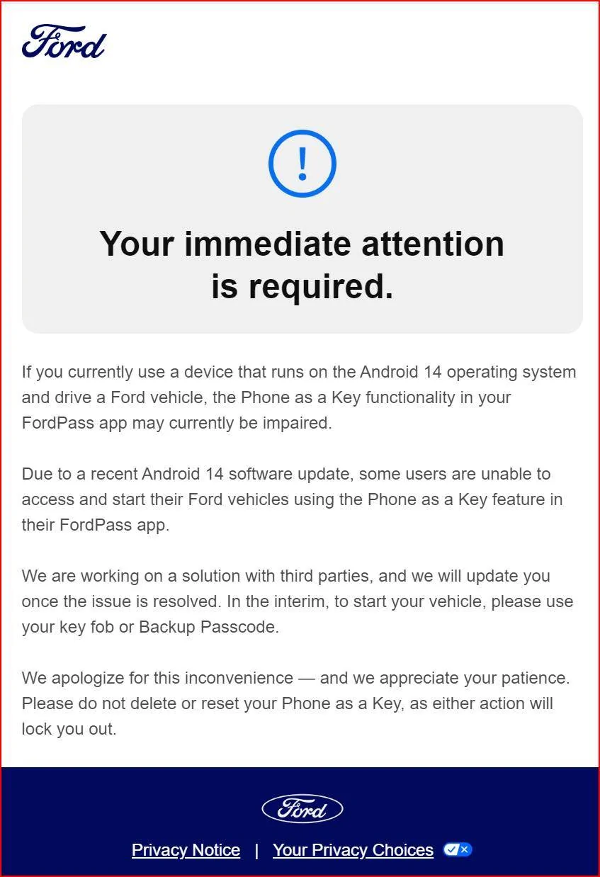 Ford Mustang Mach-E Dec '24 Android Update - Bluetooth Connection Problems 1734628038255-au