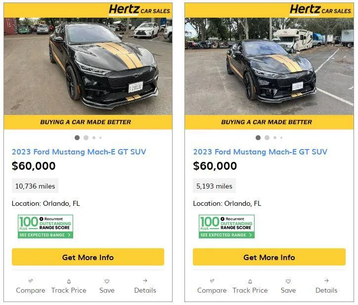 Ford Mustang Mach-E Hertz is asking customers if they want to keep their Tesla rental 1735050784440-px