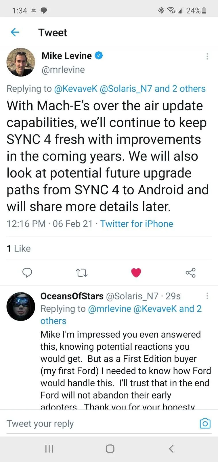 Ford Mustang Mach-E Android Will Power Ford Vehicle Navigation Starting in 2023 Screenshot_20210206-133422_Twitter